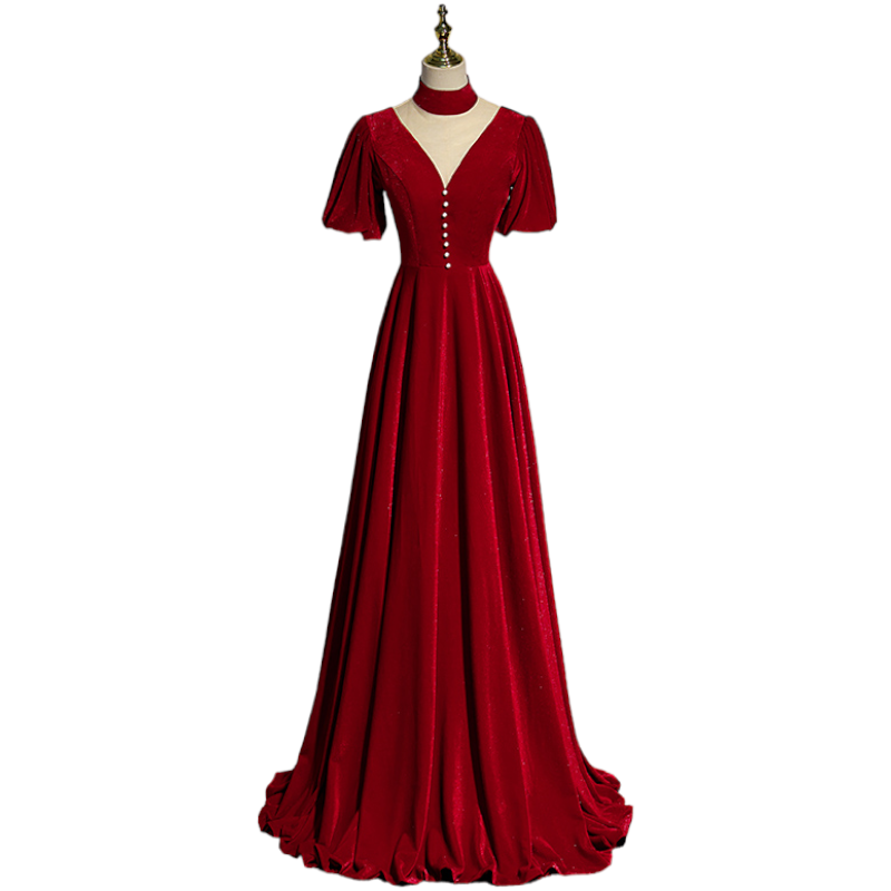 Plus Size Red Velvet Short Sleeve Evening Dress Hello Curve