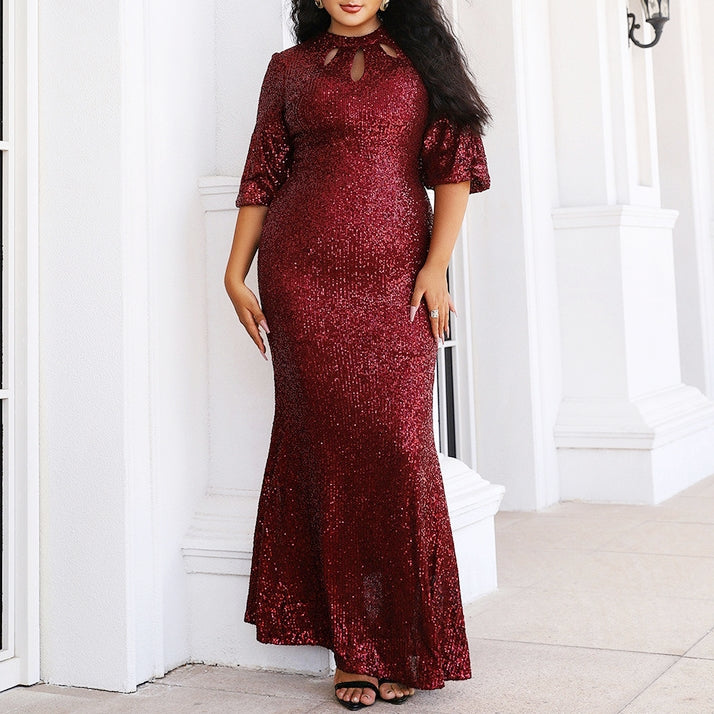 Plus Size Bodycon Sequin Gown Hello Curve