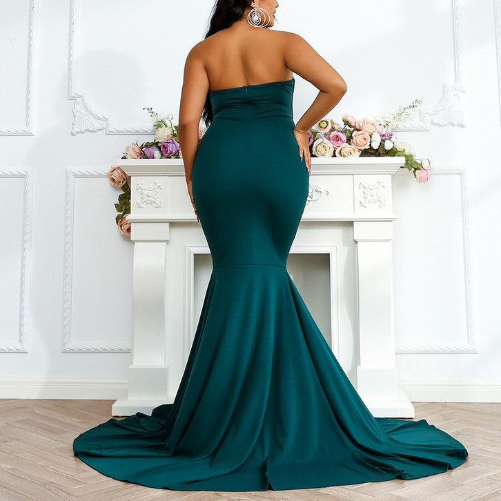 Plus Size Sexy Green Sleeveless Gown Hello Curve