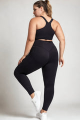 Plus Size Sports Bra - Black Back View