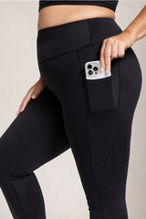 Plus Size Active Legging with Pockets - Black Side Pockets