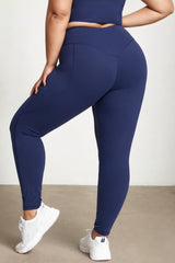 Plus Size Active Legging with Pockets - Navy Blue Back View