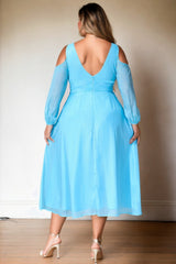 Plus Size Aqua Blue Dress - Back View