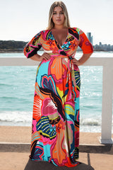 Plus Size Bright Art Deco Pattern Maxi Dress