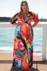 Akia Plus Size Bright Art Deco Pattern Maxi Dress