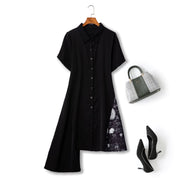 Plus Size Bias Black Shirt Dress