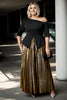 Anya Plus Size Black Blouse and Gold Skirt Formal Wear Set