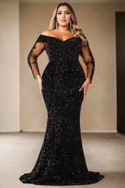 Plus Size Black Mermaid Gown