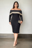 Capri Plus Size Black Off Shoulder Cocktail Dress