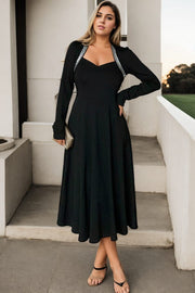 Plus Size Black Sweetheart Long Sleeve Dress