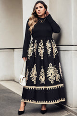 Plus Size Boho Maxi Dress - Stylized Front View