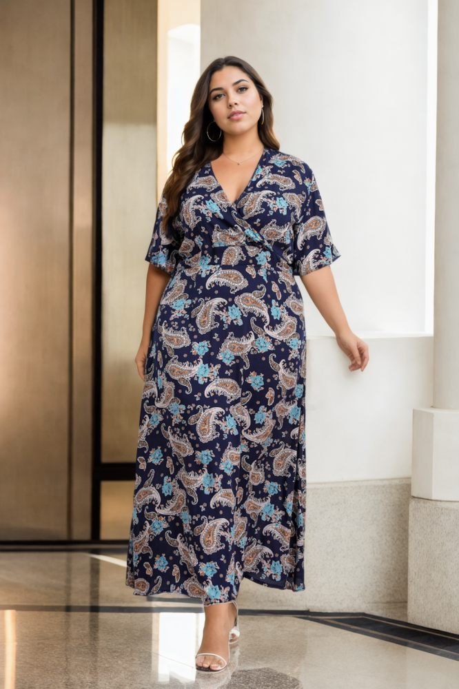 Mathilde Plus Size Wrap Boho Maxi Dress– Hello Curve