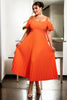 Aleyna Plus Size Bright Orange Off Shoulder Dress