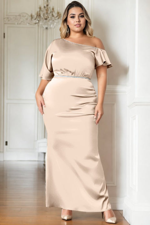 Plus Size Champagne Gold Evening Dress