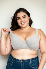 Plus Size Cotton Underwire Bra - gray