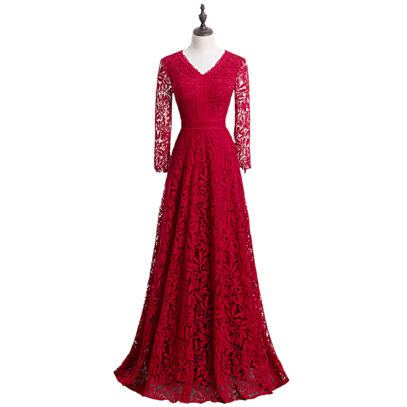 Plus Size Crochet Lace Evening Dress