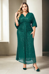 Plus Size Green Drape Evening Dress