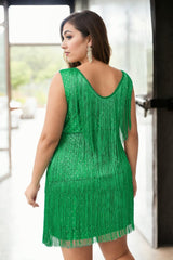 plus size gatsby flapper dress - green back view