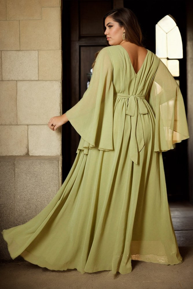 Amaris Plus Size Grecian Cape Evening Dress