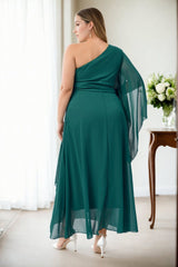 plus size green toga dress - back view