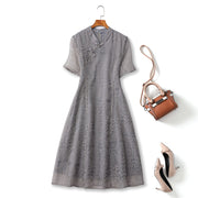 Plus Size Grey Qipao Dress