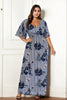 Jasmine Plus Size Knit Boho Floral V Neck Maxi Dress