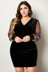 Clare Plus Size Long Sleeve Short Party Dress