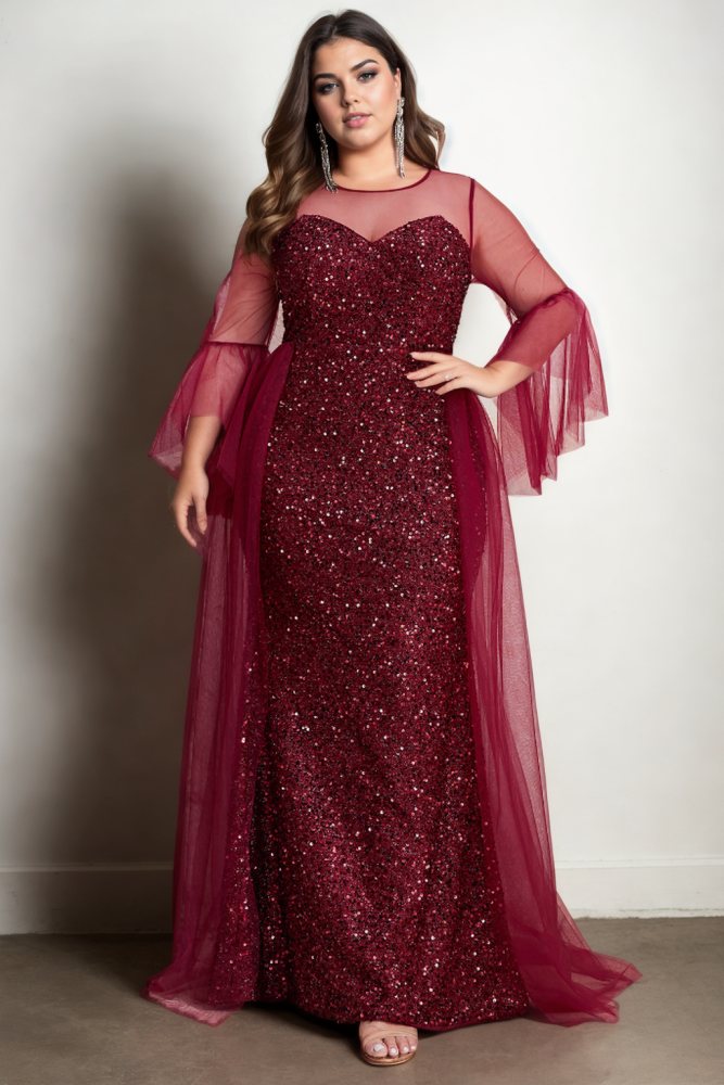 Plus size maroon maxi dress best sale