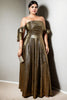 Giovanna Plus Size Metallic Gold Evening Dress