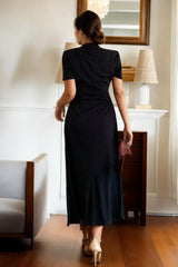 Plus Size Black Modern Qipao - back view