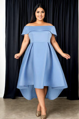 Plus Size Pastel Blue Bardot Dress