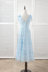 Plus Size Pastel Blue Lace Dress - back view
