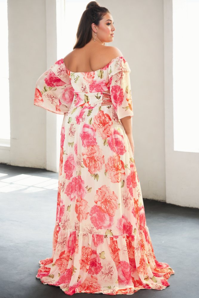 Mallory Plus Size Floral Off Shoulder Maxi Dress Hello Curve 8490