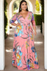 Catalina Plus Size Pink Floral Wrap Maxi Dress