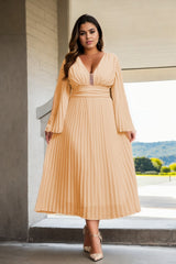 Plus Size Grecian Pleated Cocktail Dress - cream