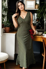 Plus Size Polka Dots Slip Dress - Front View