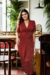 Plus Size Polka Dots Tea Dress - Close Up