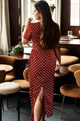 Plus Size Polka Dots Tea Dress - back View