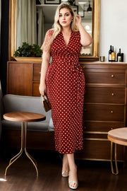 Plus Size Polka Dots Tea Dress