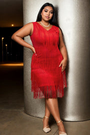 Plus Size Red Flapper Dress