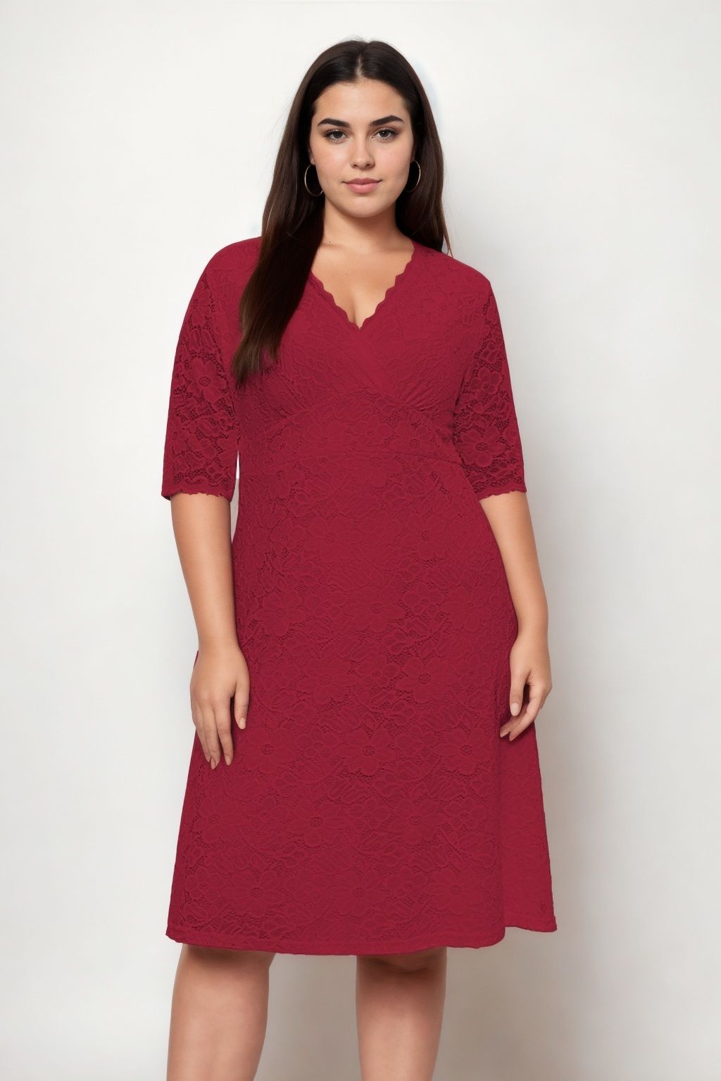 Audrey Plus Size Red Lace Dress Hello Curve