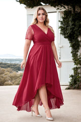 Plus Size Red Short Sleeve Midaxi Dress - side view