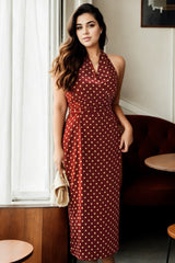 Plus Size Polka Dots Retro Halter Dress