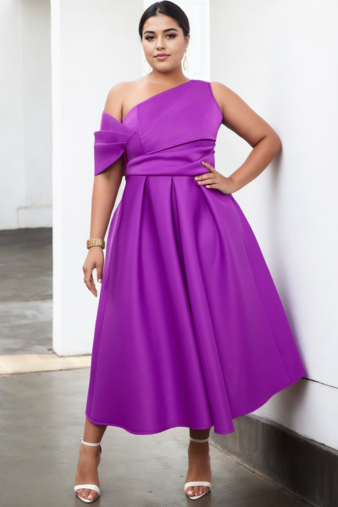 Etta Plus Size Royal Purple Cocktail Dress– Hello Curve