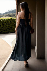 Plus Size Black Sexy Maxi Dress - Back View