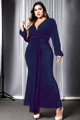 Plus Size Sexy Evening Dress - Navy Blue