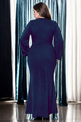 Plus Size Sexy Evening Dress - Blue back view