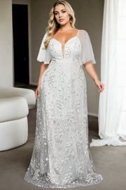 Plus Size Simple Wedding Dress with Sleeves