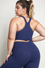 Plus Size Sports Bra - Back View Navy