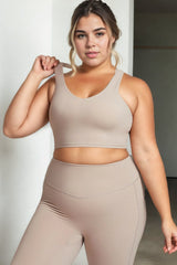 Plus Size Sports Bra - Beige Stretchy